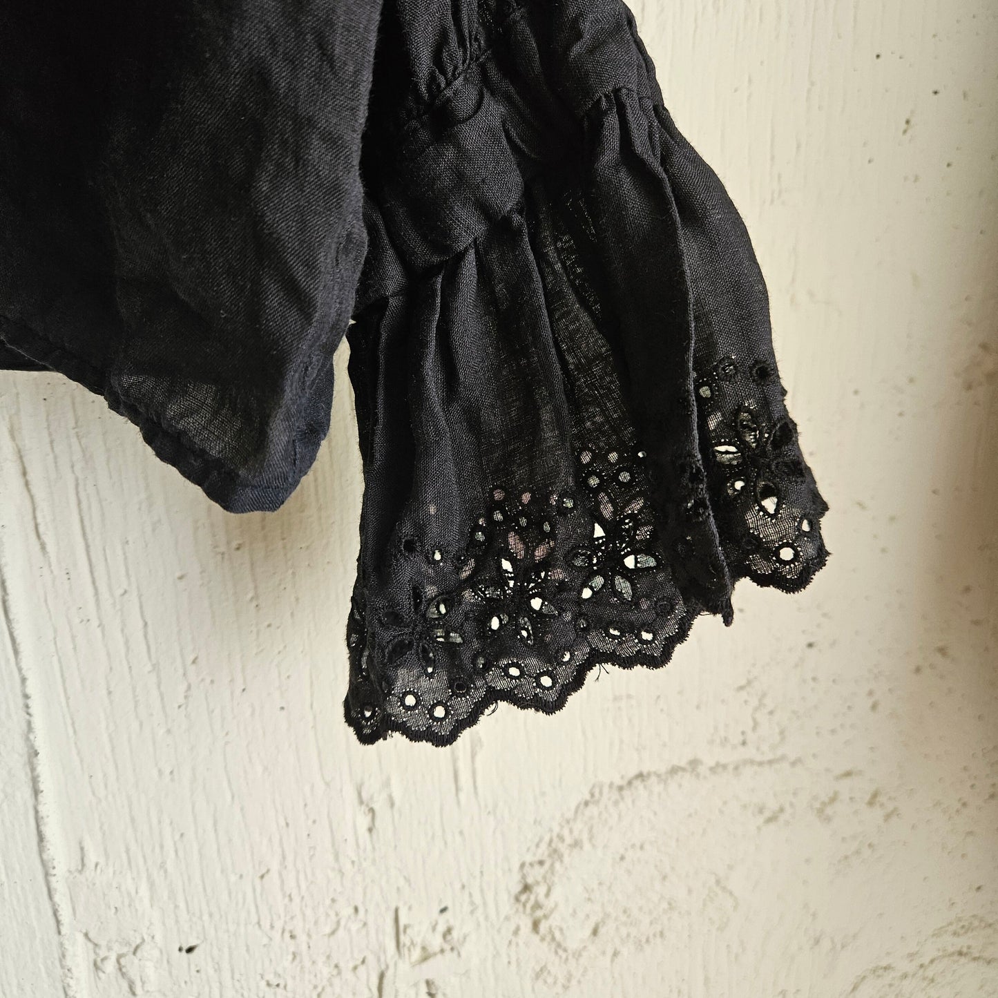 《Noir Black》Antique Lace Blouse アンティークレースブラウス gauze