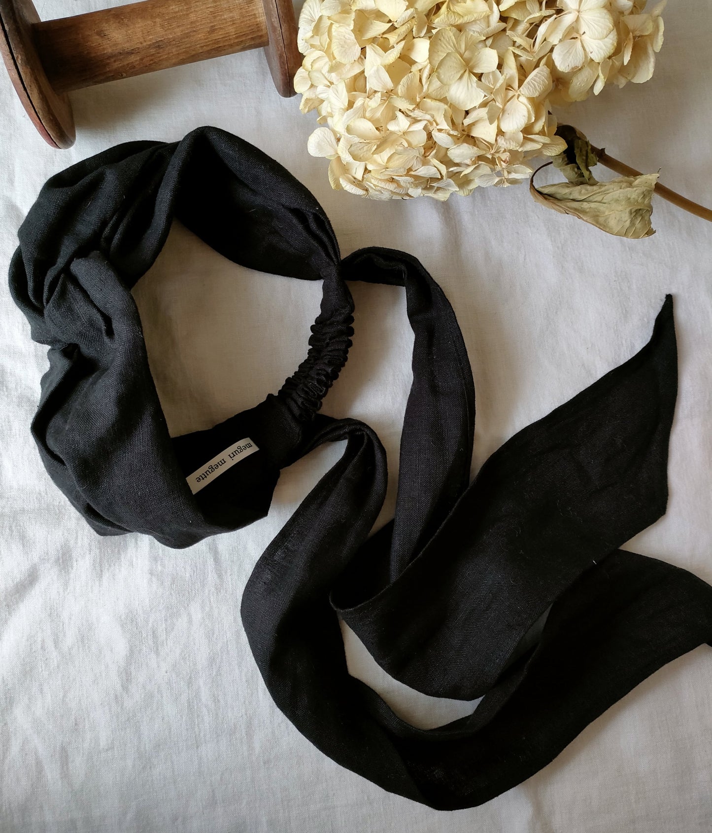 【Dark Black】Antique wash Linen cafe Tavern アンティークウォッシュリネンターバン リネンターバン カフェターバン