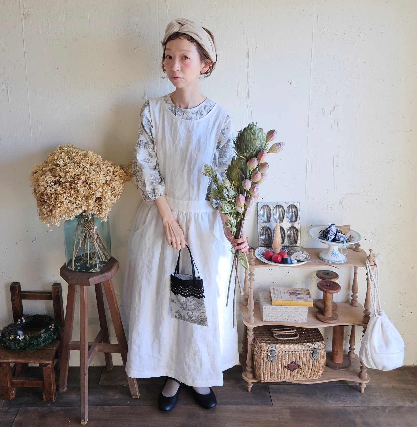 かくれんぼバッグ(トワルドジュイ柄) toile de jouy kakurenbo bag