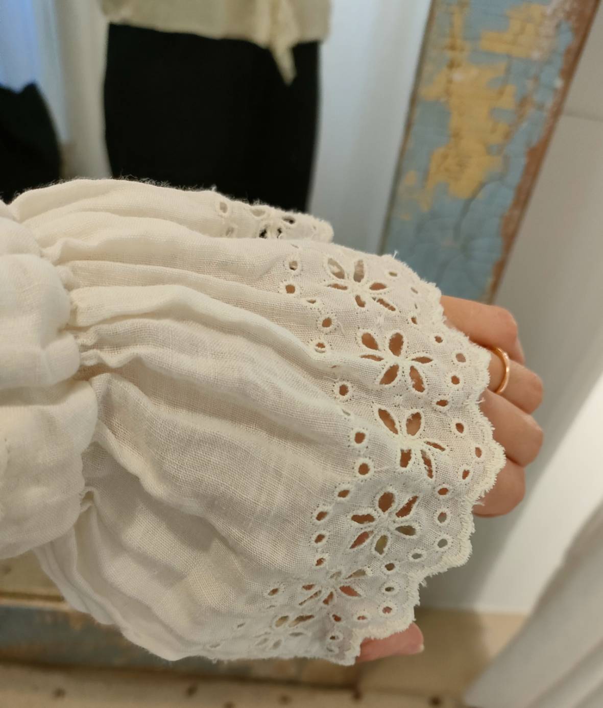 《Royal White》Antique Lace Blouse アンティークレースブラウス gauze