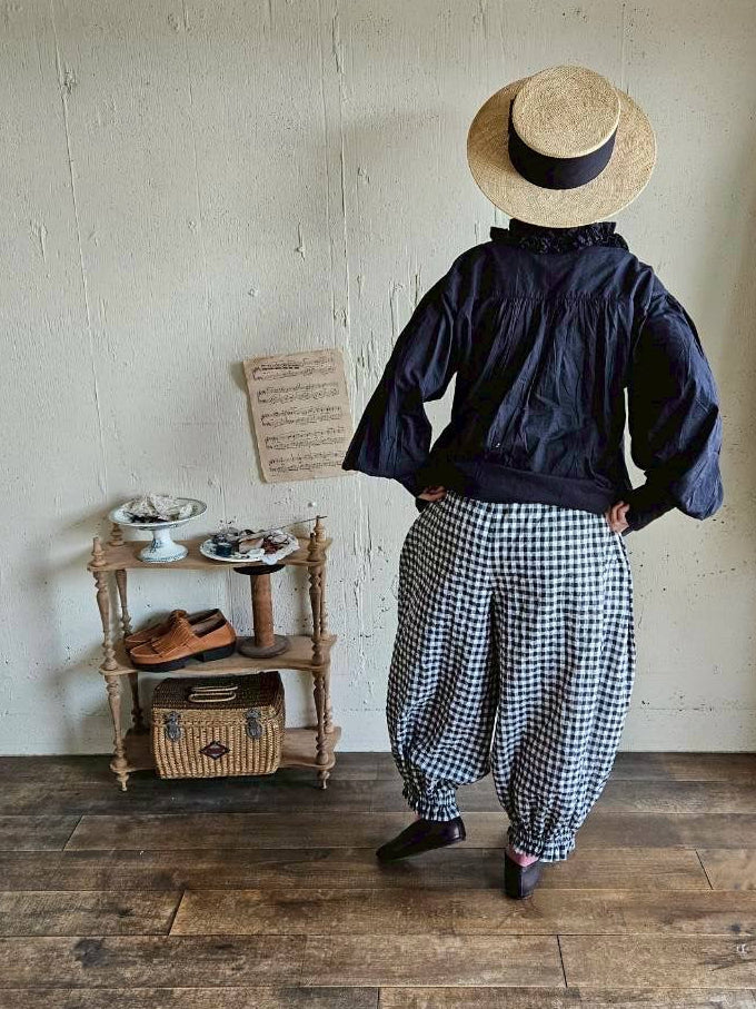 【送料半額】ギンガムチェックのドールドロワーズパンツ　gingham check doll drawerspants