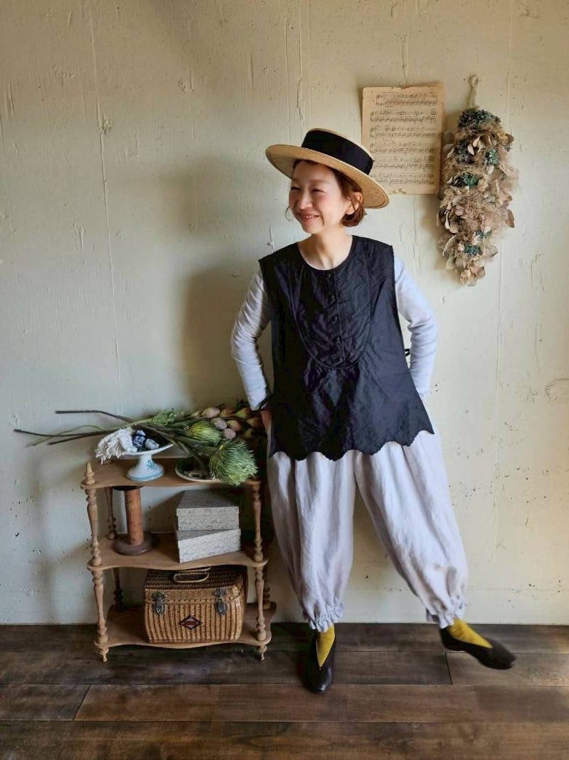《即納》スカラップレースキルトジレ　scallop Lace quilt gilet