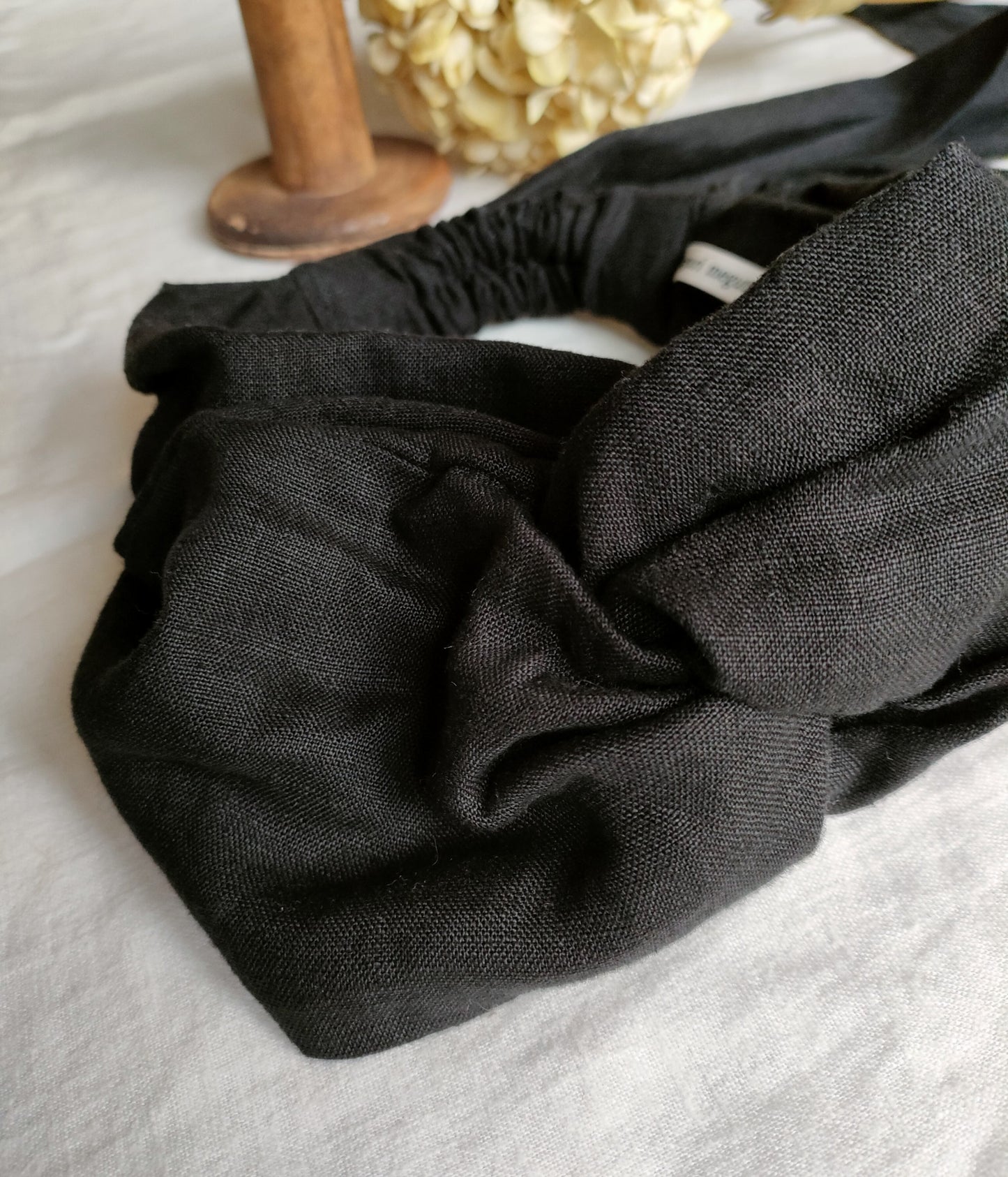【Dark Black】Antique wash Linen cafe Tavern　アンティークウォッシュリネンターバン　リネンターバン　カフェターバン