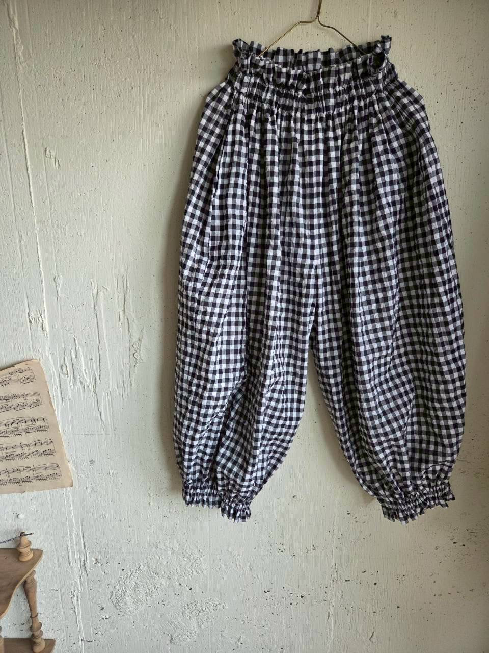 【送料半額】ギンガムチェックのドールドロワーズパンツ　gingham check doll drawerspants