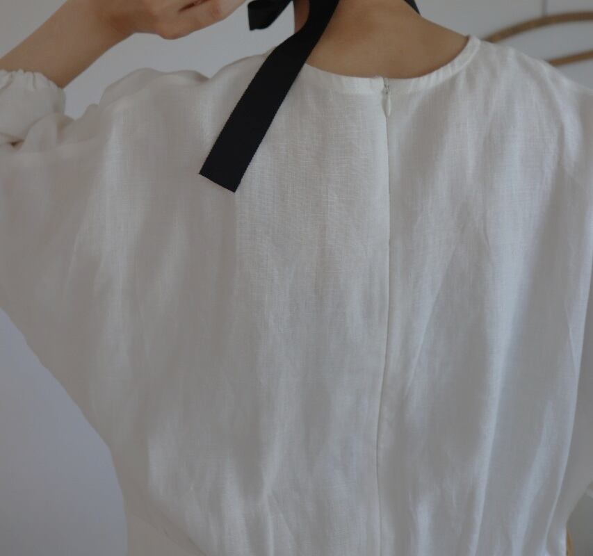 【Ash lavender】アッシュラベンダー　フレンチリネンギャザーワンピース　French linen Gather Onepiece　リネンワンピース　ナチュラルワンピース　フレンチリネン