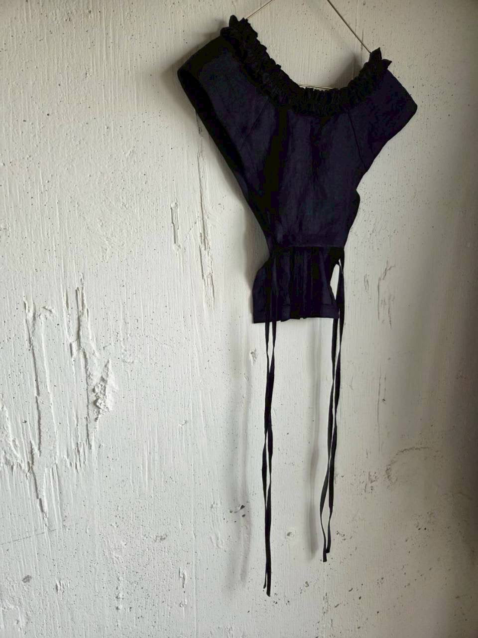 【送料半額】ハナビラフリルのつけ襟　black　hanabira frilled collar