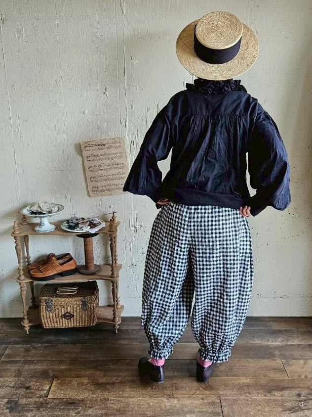 【送料半額】ギンガムチェックのドールドロワーズパンツ　gingham check doll drawerspants