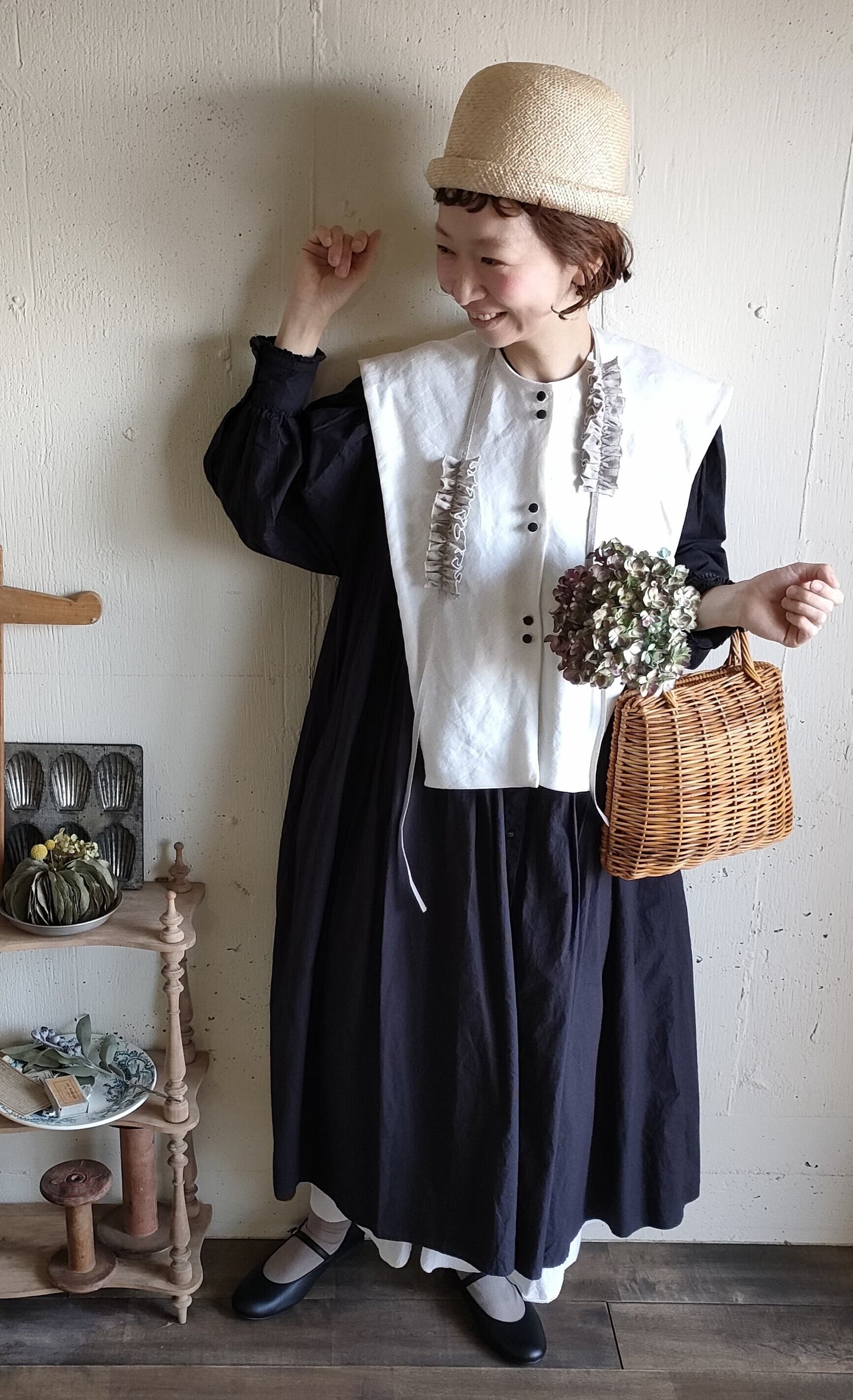 【kinari natural】ハナビラのカケラ ネックレス キナリナチュラル 　hanabirano kakera Necklace フレンチリネン　リネンアクセサリー