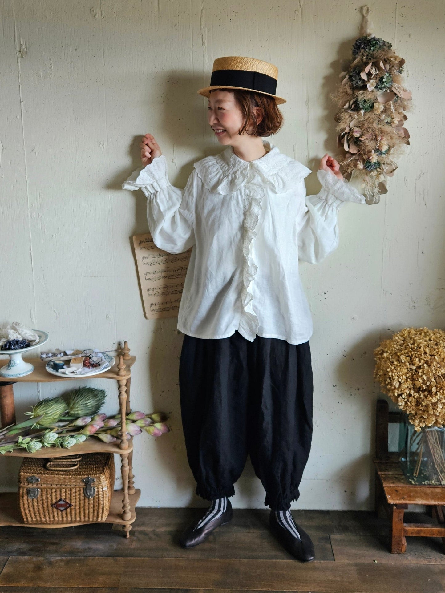 《即納》アンティークフリルブラウスRoyal  White　ameri Antique frills blouse