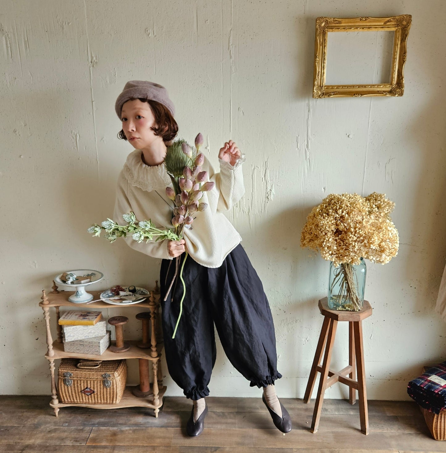 Noir Black　アンティークドールなドロワーズパンツ Antique doll Drawers pants