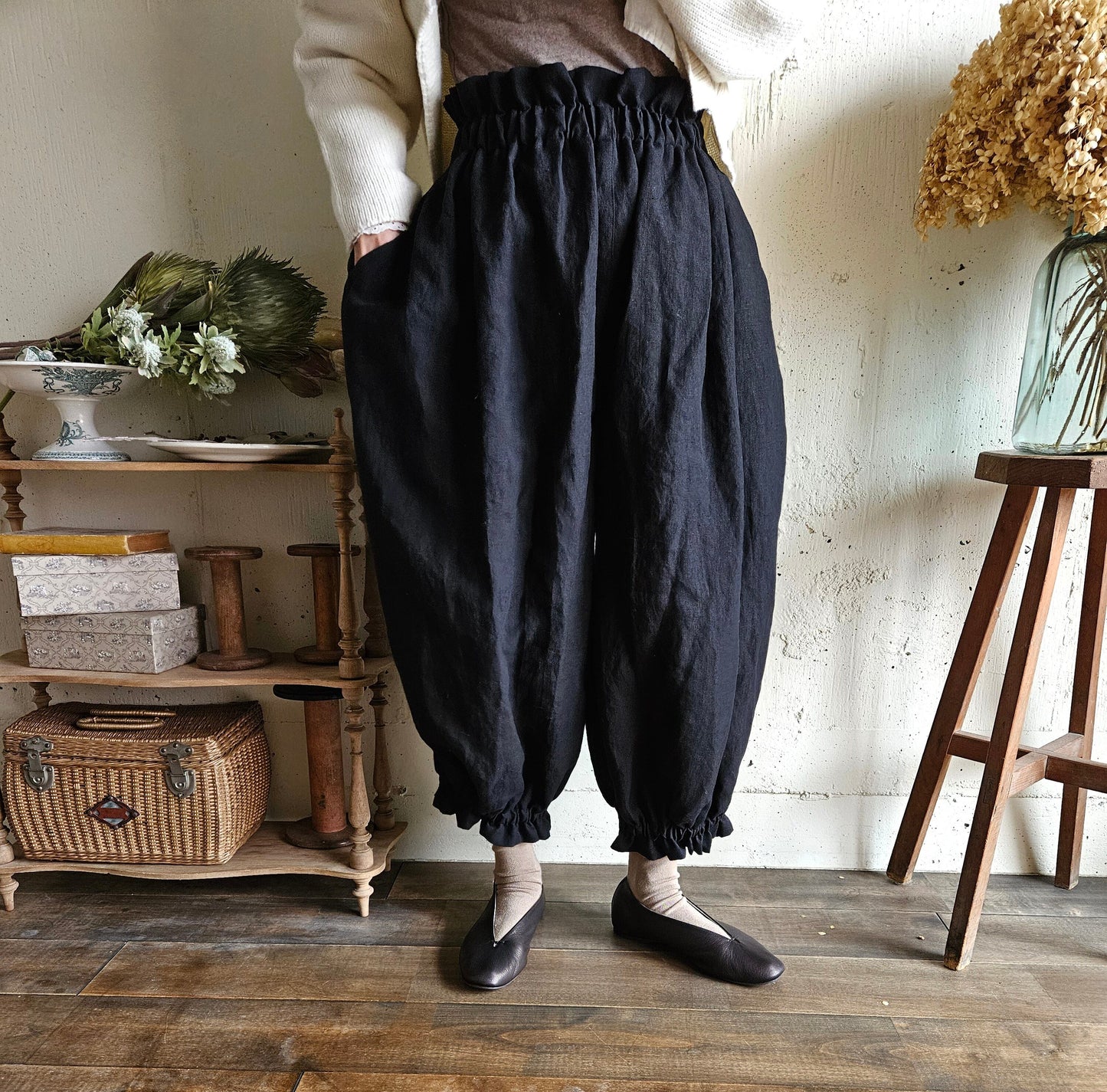 Noir Black　アンティークドールなドロワーズパンツ Antique doll Drawers pants
