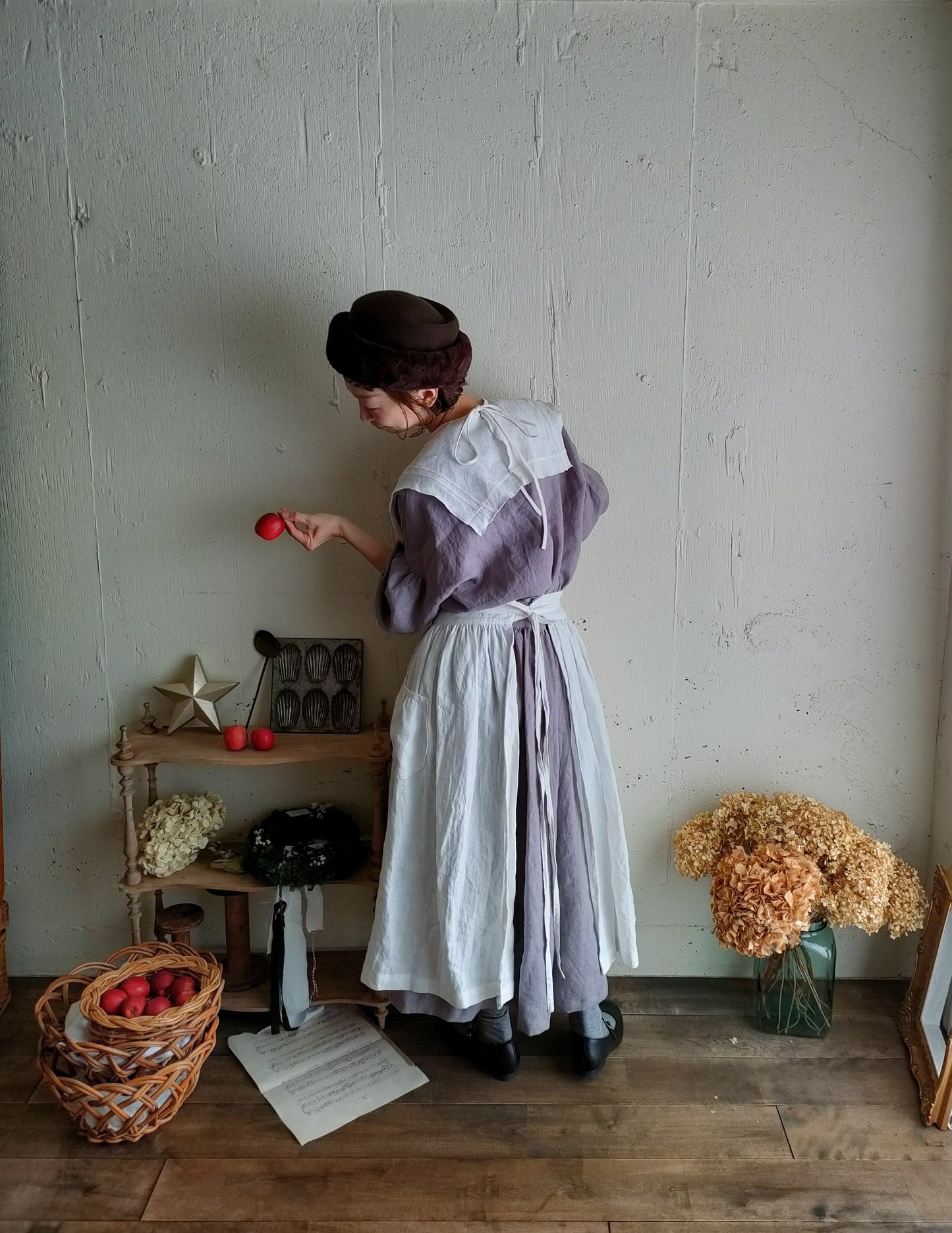 Embroidery Linen collar モノグラム刺繍のリネンつけ襟　手刺繍フランスアンティーク　リネン　つけ襟　