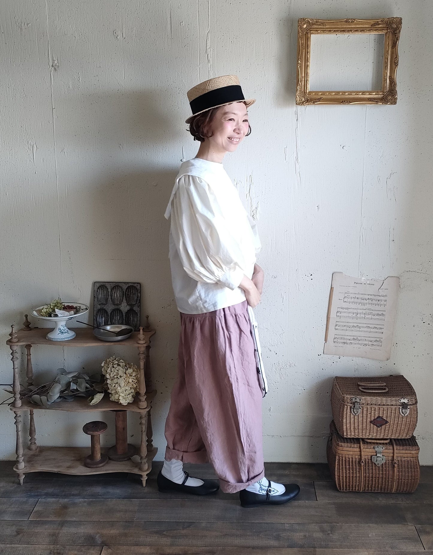 Soleil Linen Klimt Pants  《Dusty Pink》gauze#  クリムトパンツ　