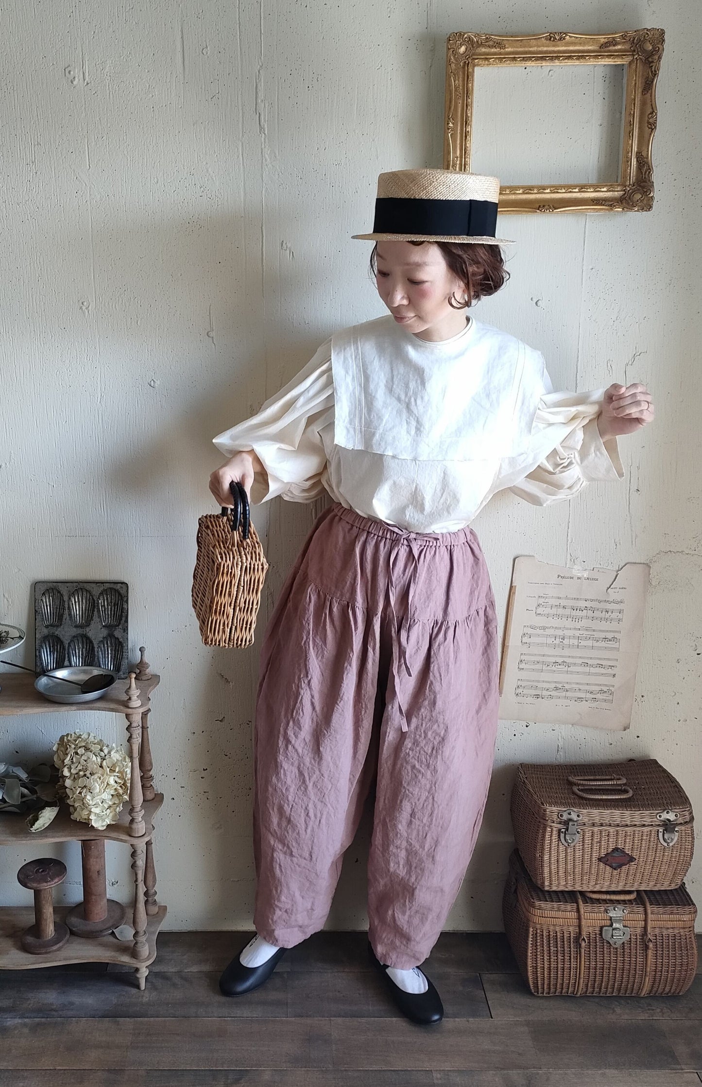 Soleil Linen Klimt Pants  《Dusty Pink》gauze#  クリムトパンツ　
