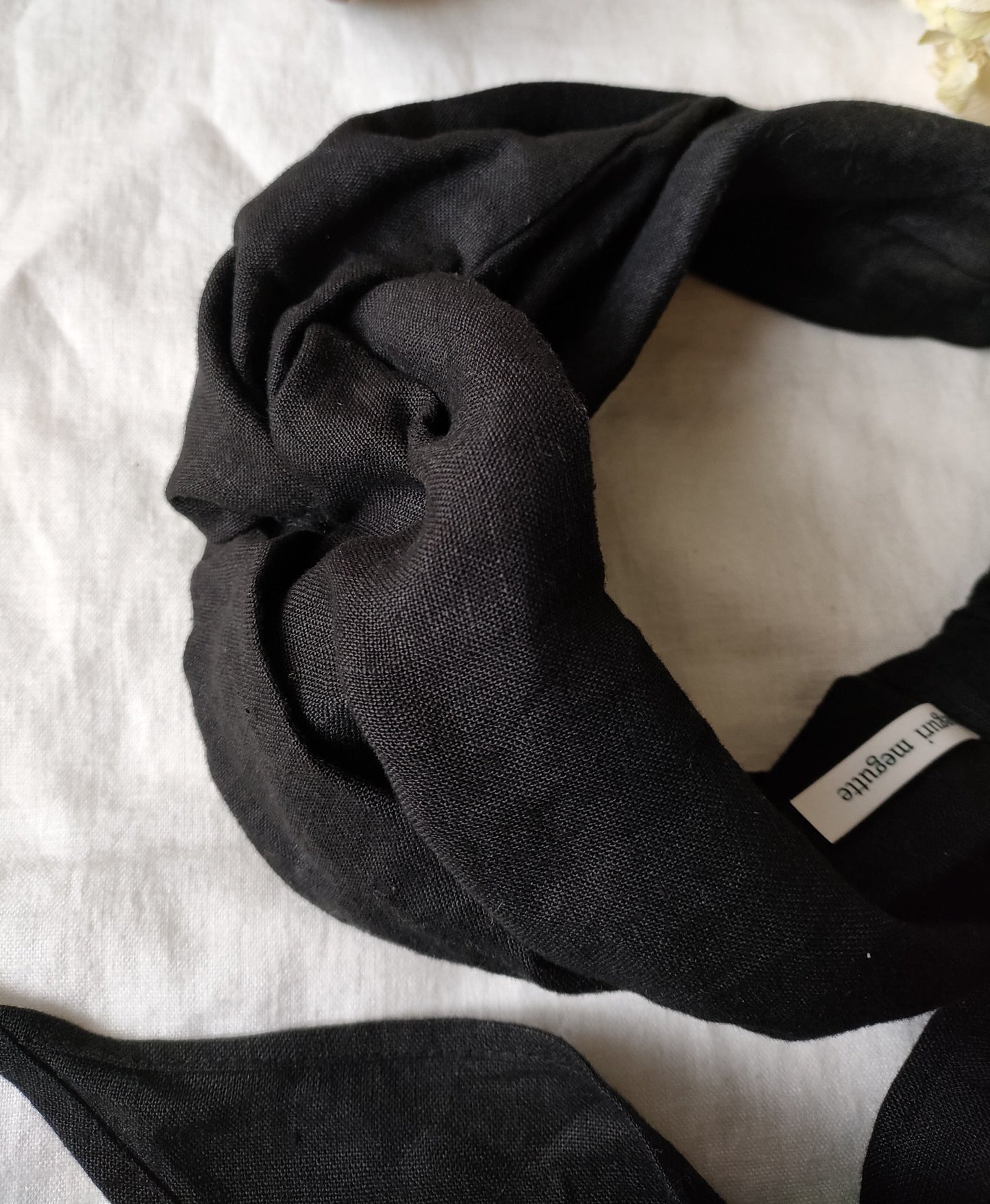 【Dark Black】Antique wash Linen cafe Tavern　アンティークウォッシュリネンターバン　リネンターバン　カフェターバン