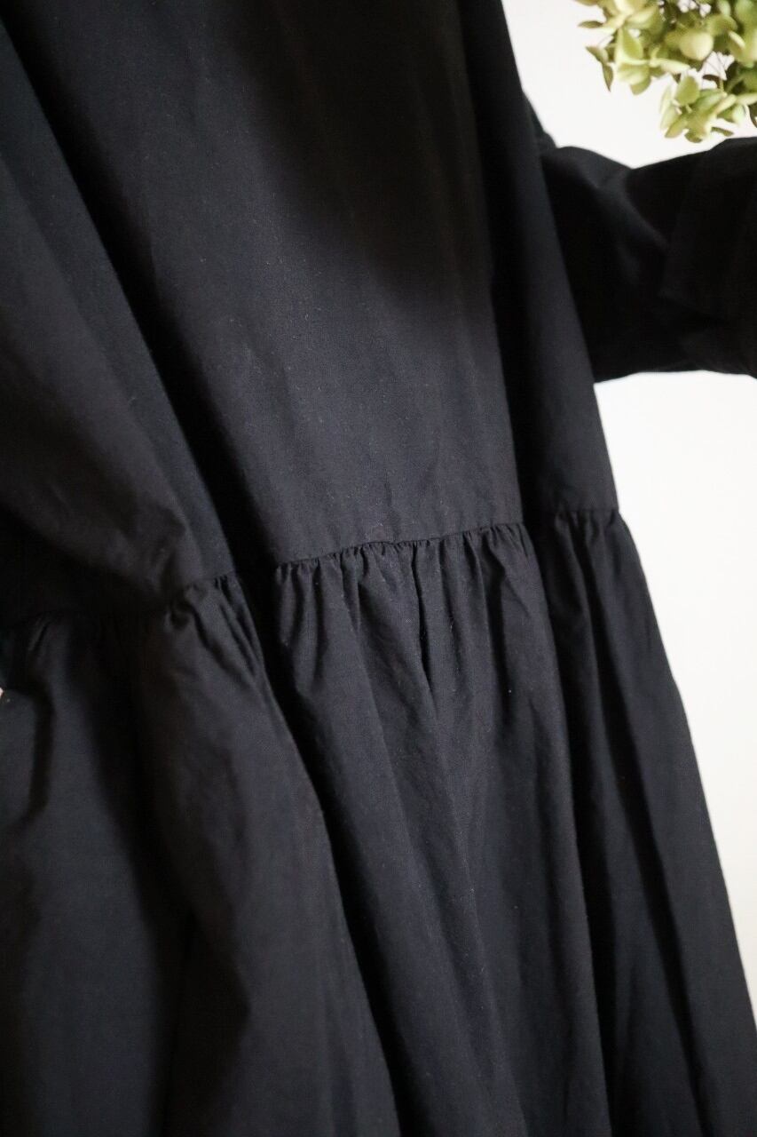 【Mat Black】modernist switching gather Onepiece  コットンワンピース　Aライン　ギャザーワンピース　ガーゼ gauze#