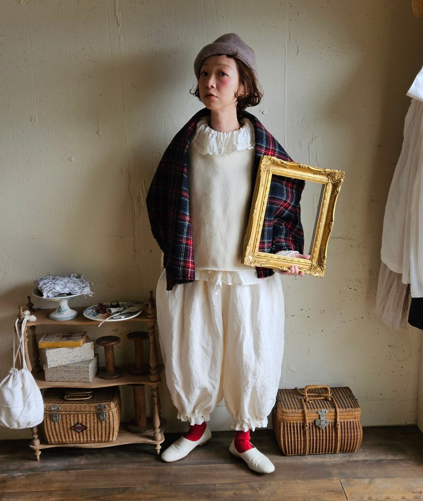 Ecru white　アンティークドールなドロワーズパンツ Antique doll Drawers pants　