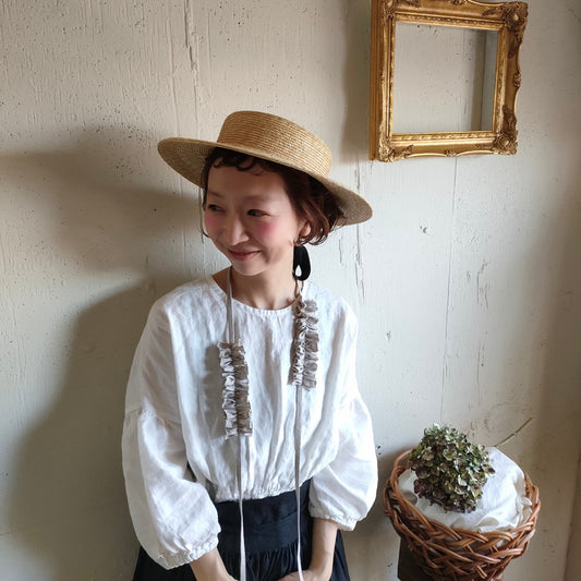 【kinari natural】ハナビラのカケラ ネックレス キナリナチュラル 　hanabirano kakera Necklace フレンチリネン　リネンアクセサリー
