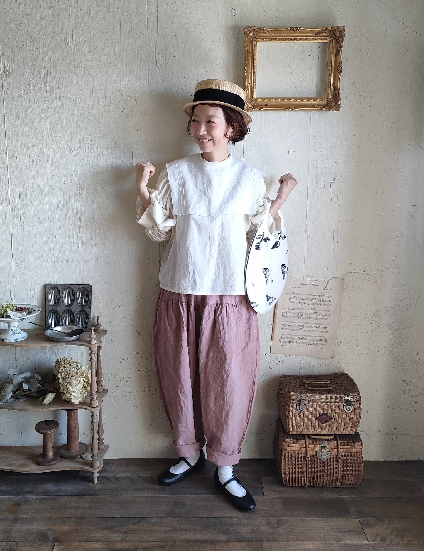 Soleil Linen Klimt Pants  《Dusty Pink》gauze#  クリムトパンツ　