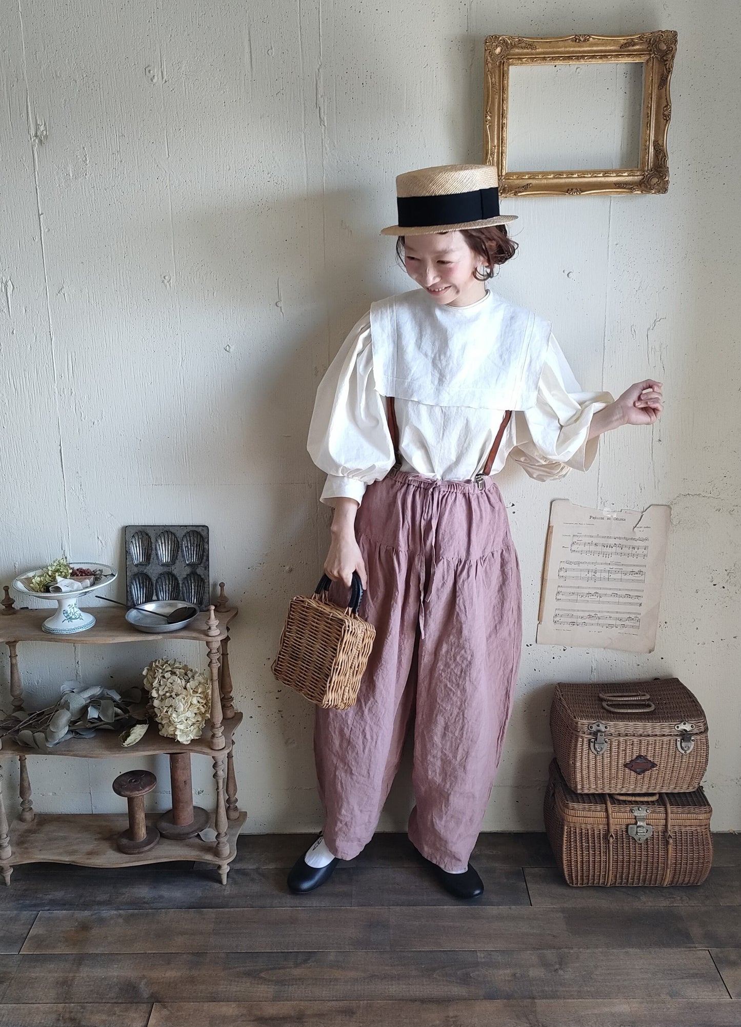 Soleil Linen Klimt Pants  《Dusty Pink》gauze#  クリムトパンツ　