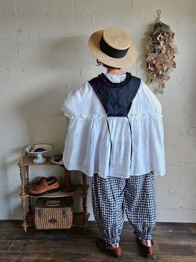 【送料半額】ハナビラフリルのつけ襟　black　hanabira frilled collar