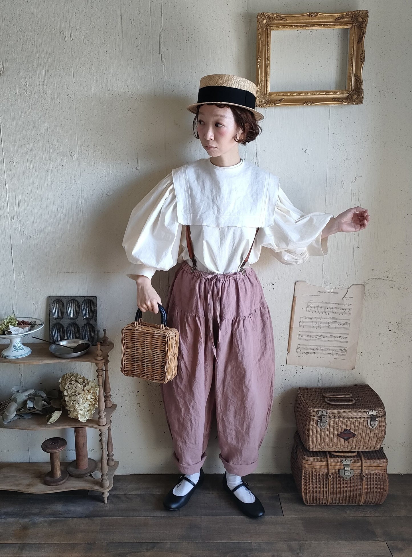 Soleil Linen Klimt Pants  《Dusty Pink》gauze#  クリムトパンツ　
