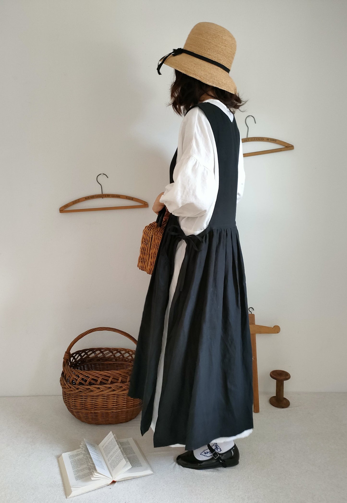 【Ash lavender】アッシュラベンダー　フレンチリネンギャザーワンピース　French linen Gather Onepiece　リネンワンピース　ナチュラルワンピース　フレンチリネン