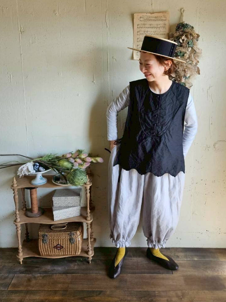 《即納》スカラップレースキルトジレ　scallop Lace quilt gilet