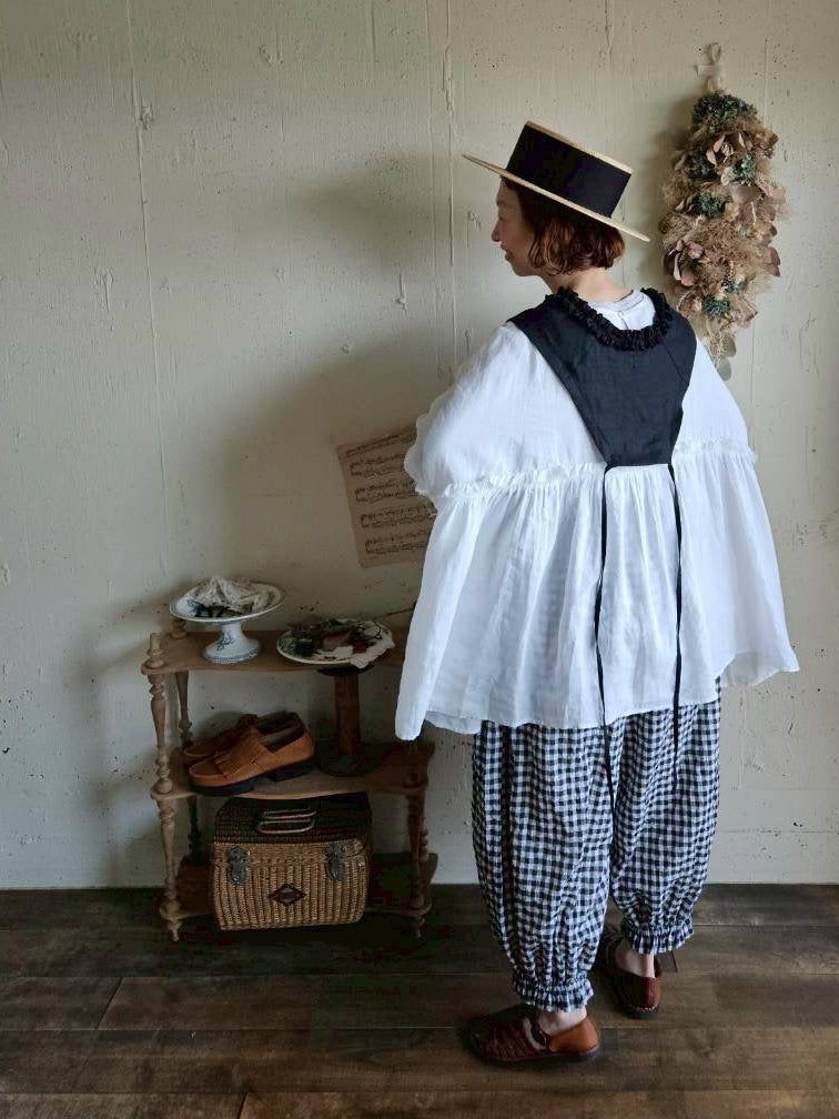 【送料半額】別注！Gauze×meguri.megutte ワイドギャザーブラウス　wide gather blouse