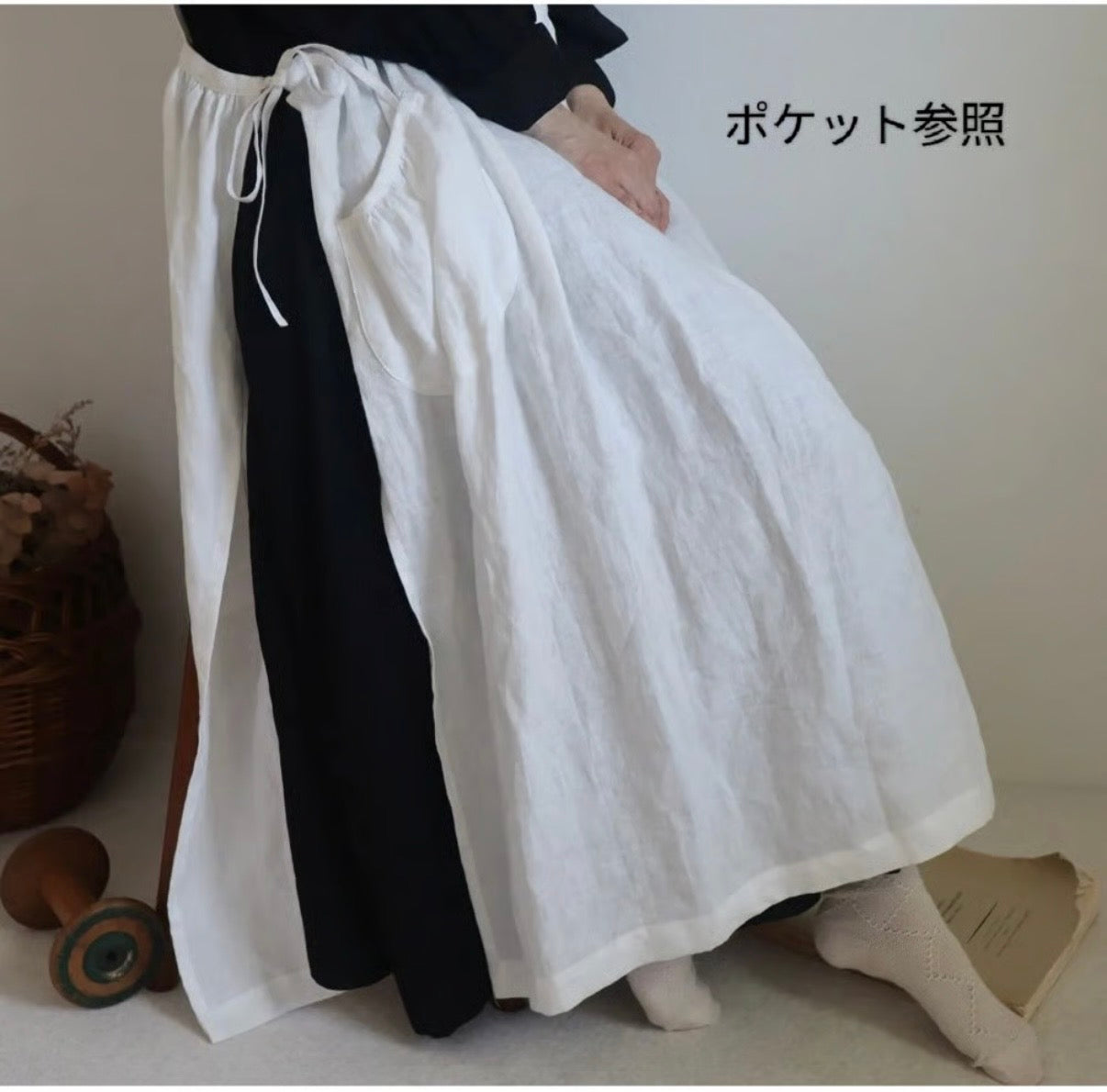 Dark Black フレンチリネンエプロンワンピース　フレンチリネンワンピース　FrenchLinen Apron onepiece