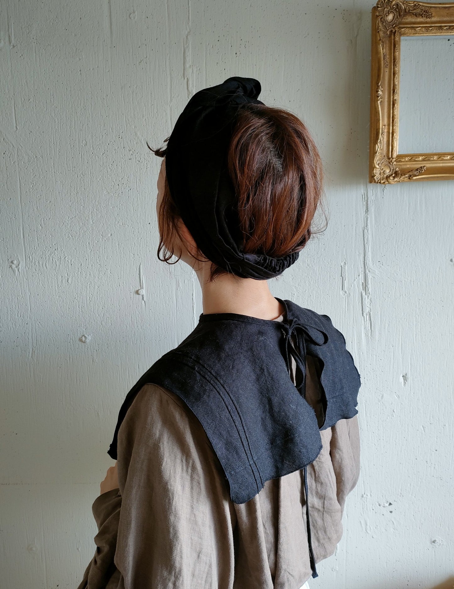 【Dark Black】Antique wash Linen cafe Tavern　アンティークウォッシュリネンターバン　リネンターバン　カフェターバン