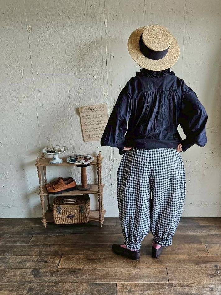 【送料半額】ギンガムチェックのドールドロワーズパンツ　gingham check doll drawerspants