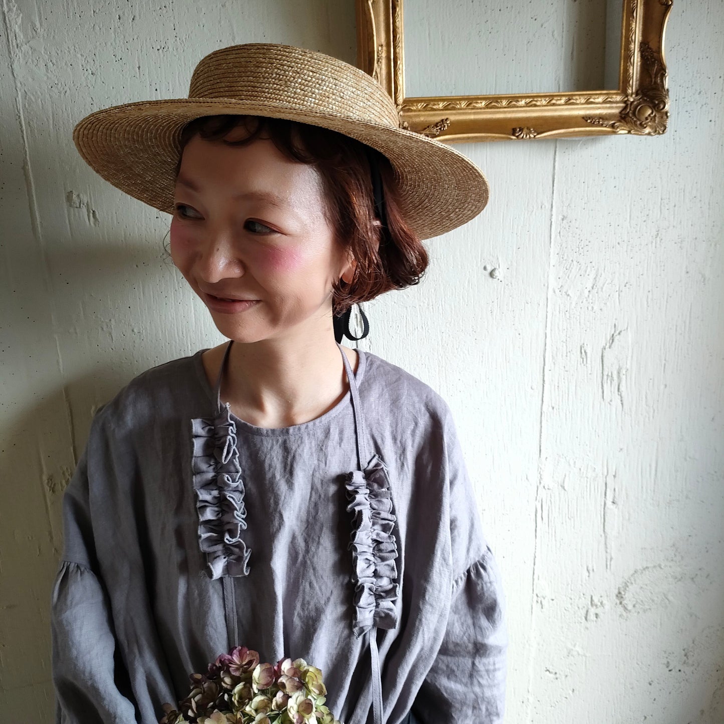 【Ash lavender】ハナビラのカケラ ネックレス アッシュラベンダー hanabirano kakera Necklace フレンチリネン　