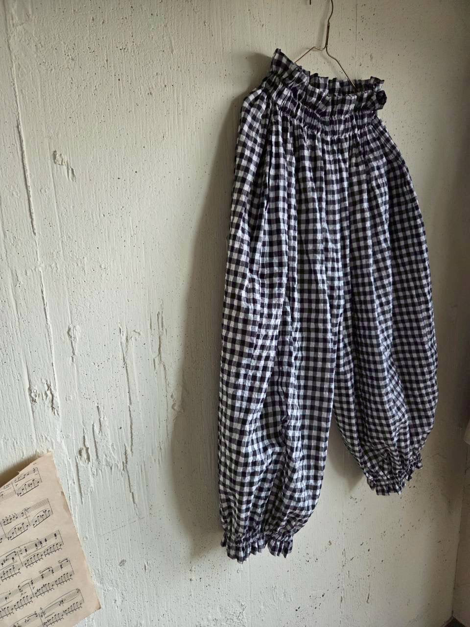 【送料半額】ギンガムチェックのドールドロワーズパンツ　gingham check doll drawerspants