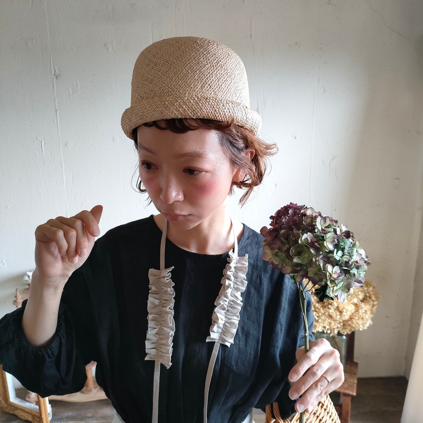 【kinari natural】ハナビラのカケラ ネックレス キナリナチュラル 　hanabirano kakera Necklace フレンチリネン　リネンアクセサリー