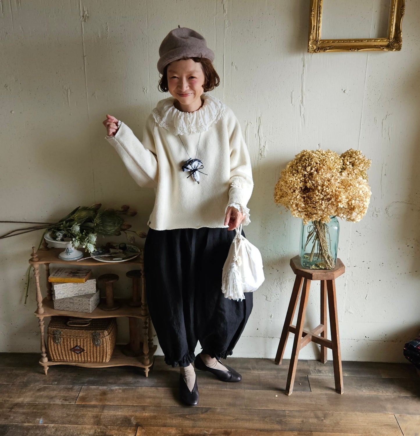 Noir Black　アンティークドールなドロワーズパンツ Antique doll Drawers pants