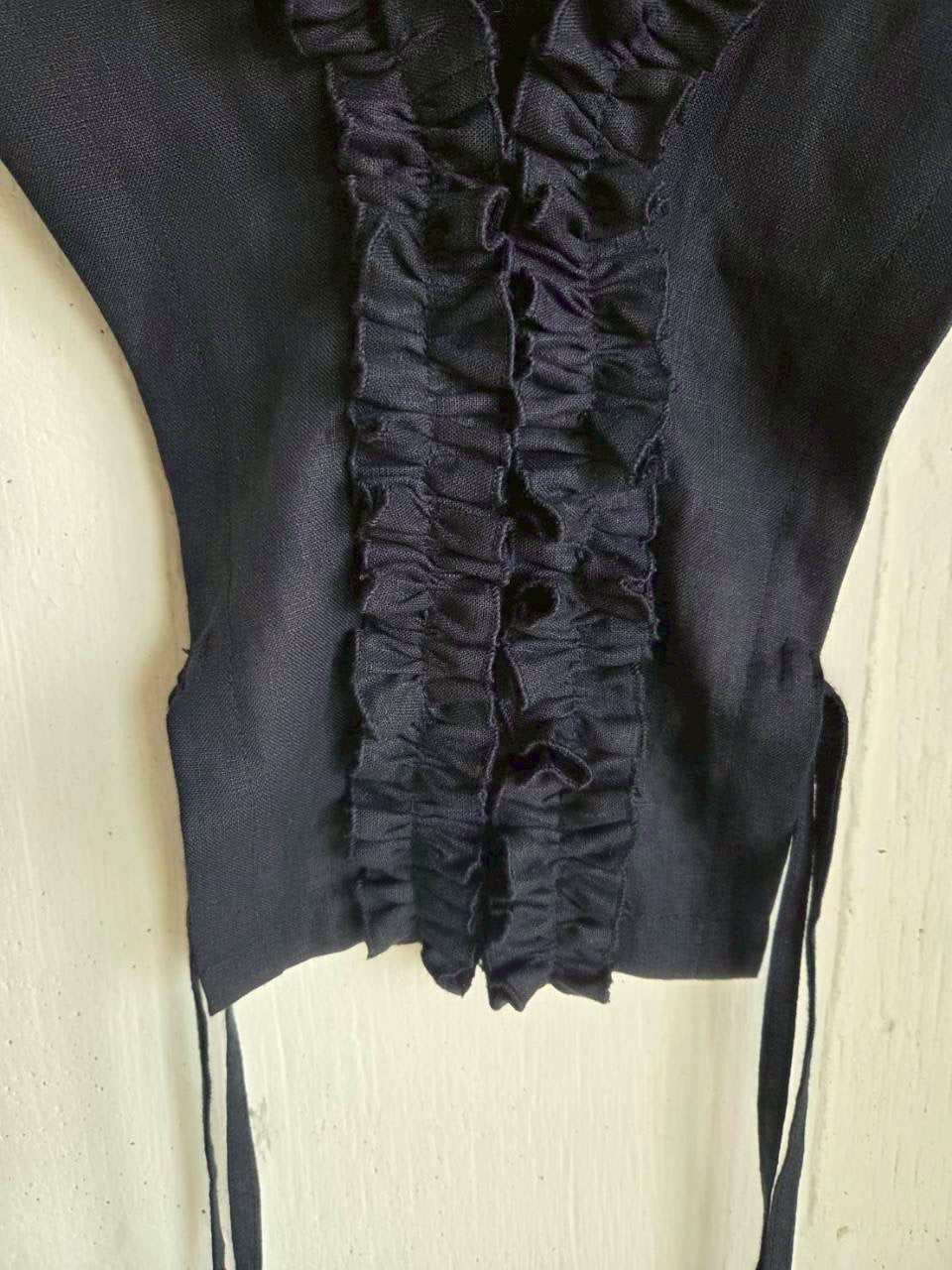 【送料半額】ハナビラフリルのつけ襟　black　hanabira frilled collar
