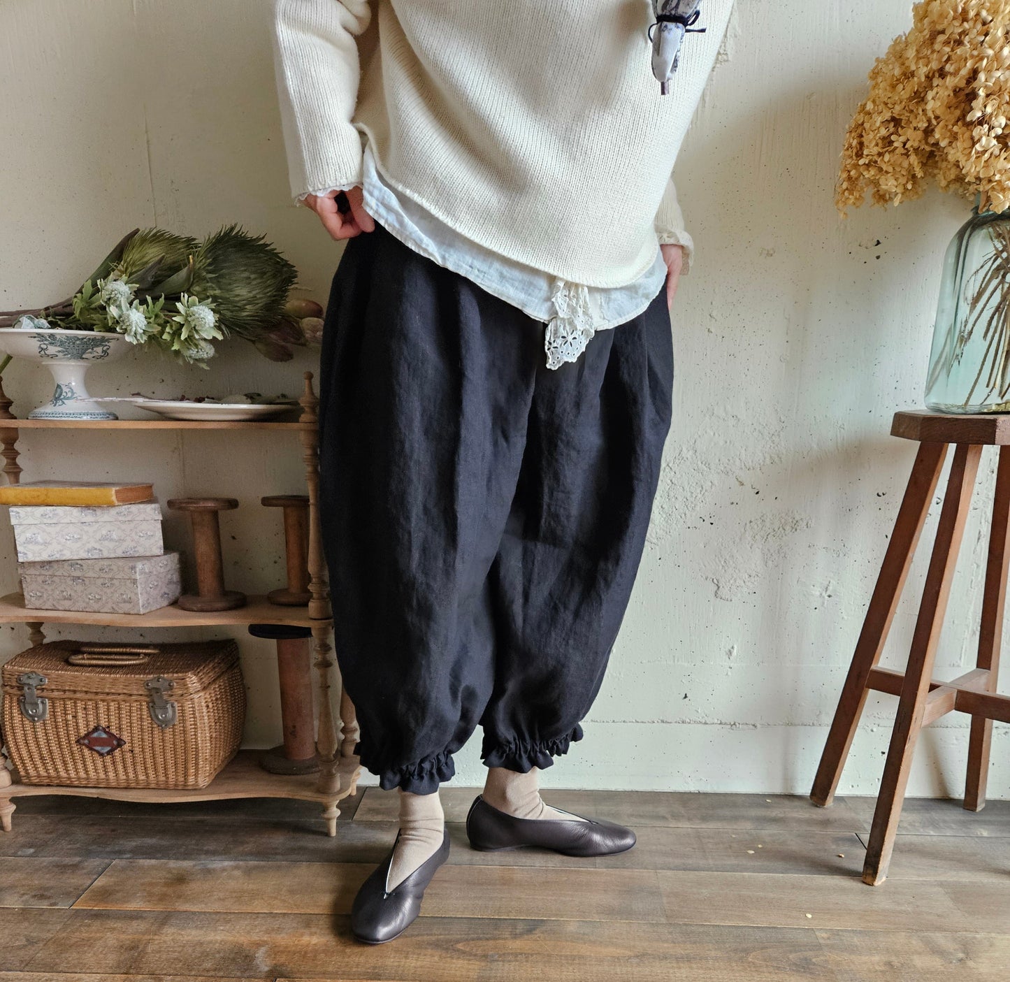 Noir Black　アンティークドールなドロワーズパンツ Antique doll Drawers pants