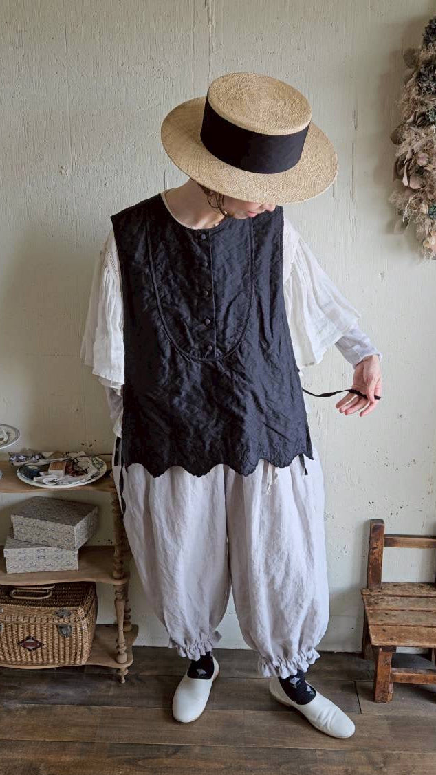 《即納》スカラップレースキルトジレ　scallop Lace quilt gilet