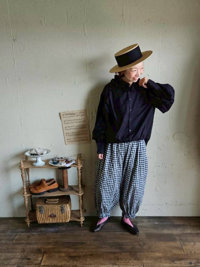 【送料半額】ギンガムチェックのドールドロワーズパンツ　gingham check doll drawerspants