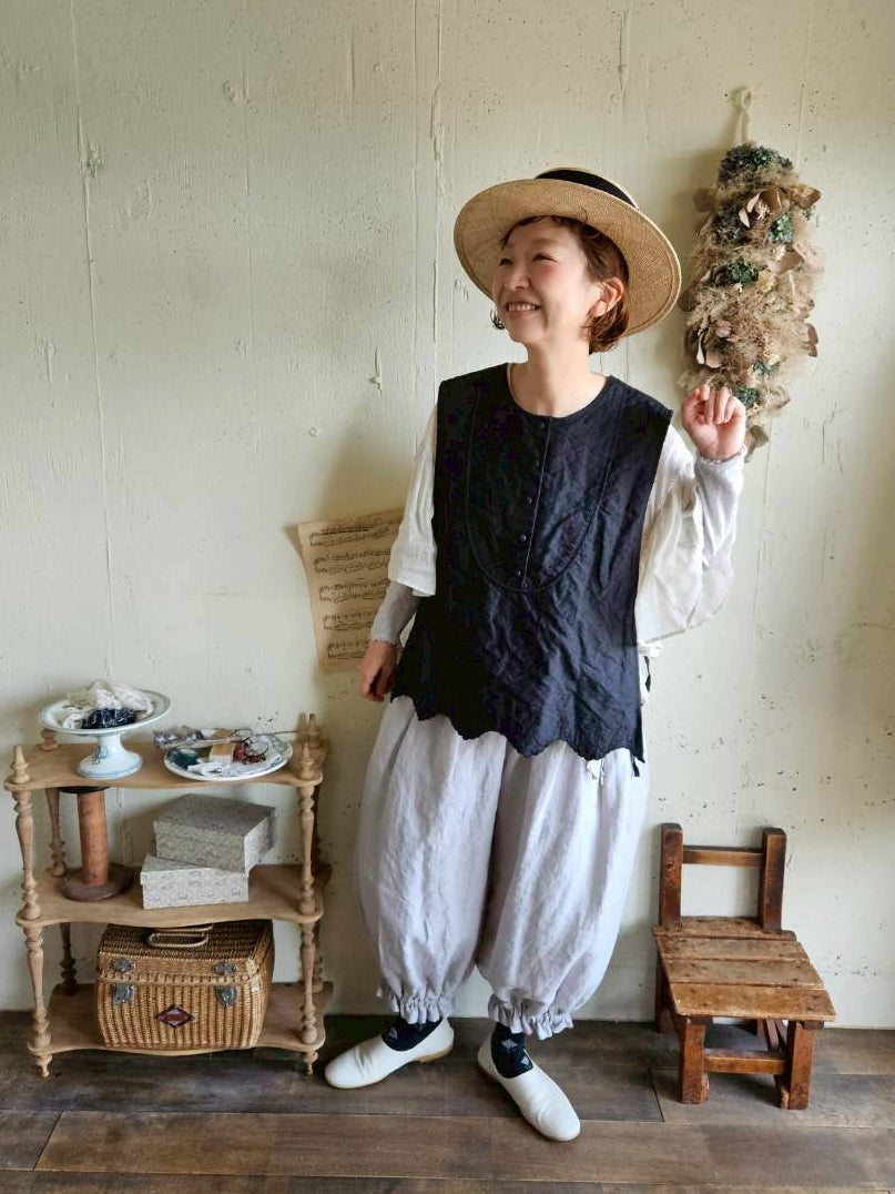 《即納》スカラップレースキルトジレ　scallop Lace quilt gilet