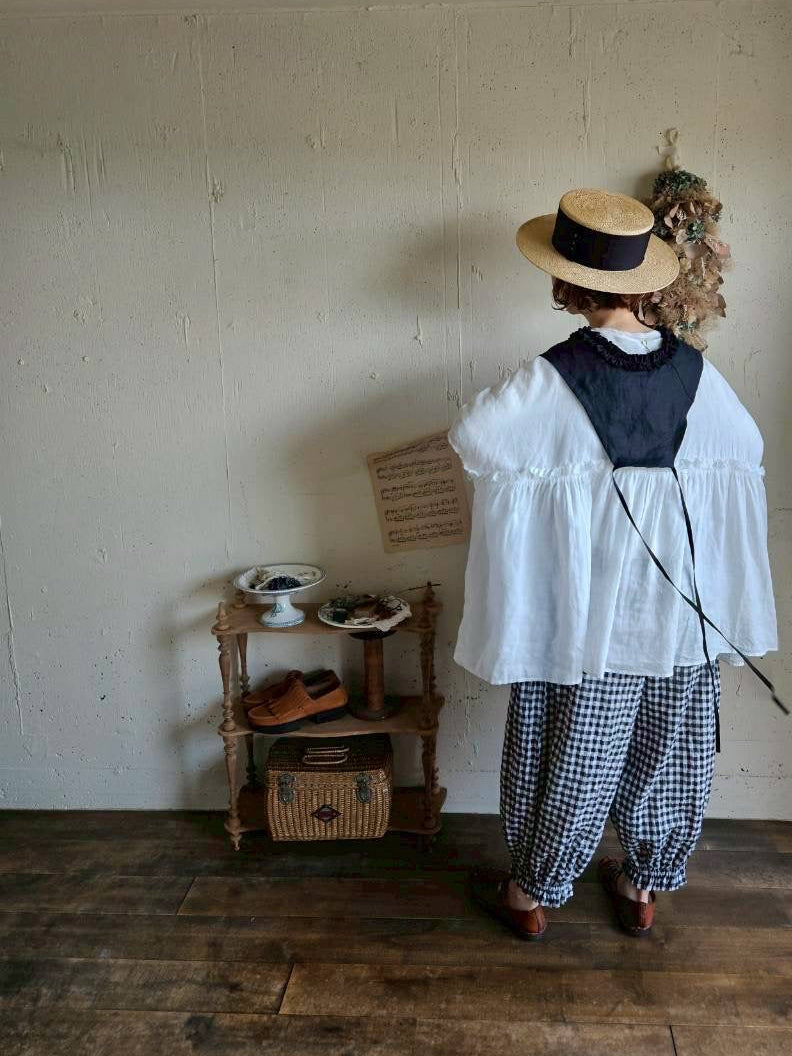 【送料半額】別注！Gauze×meguri.megutte ワイドギャザーブラウス　wide gather blouse