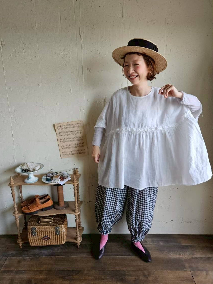 【送料半額】ギンガムチェックのドールドロワーズパンツ　gingham check doll drawerspants