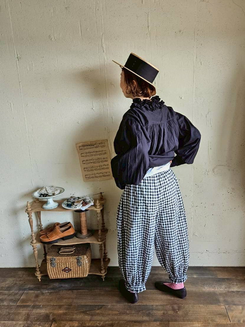 【送料半額】ギンガムチェックのドールドロワーズパンツ　gingham check doll drawerspants