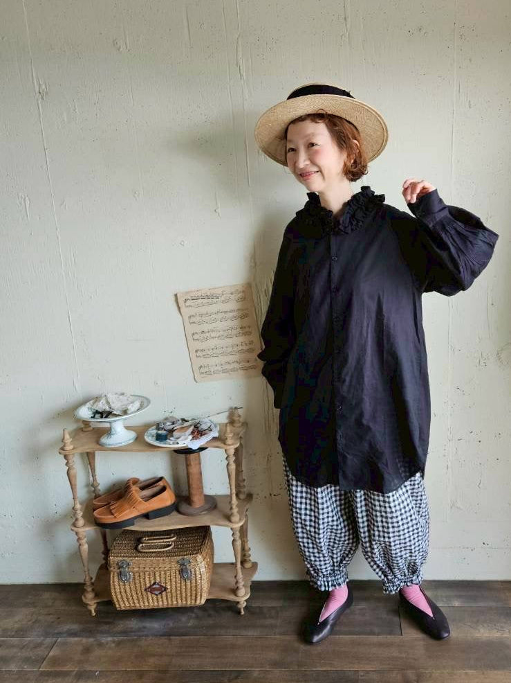 【送料半額】ギンガムチェックのドールドロワーズパンツ　gingham check doll drawerspants