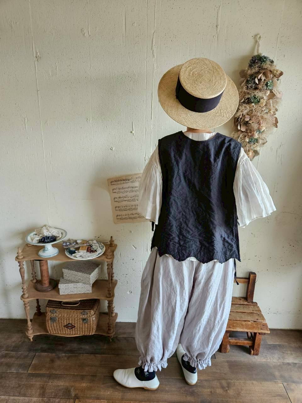 《即納》スカラップレースキルトジレ　scallop Lace quilt gilet
