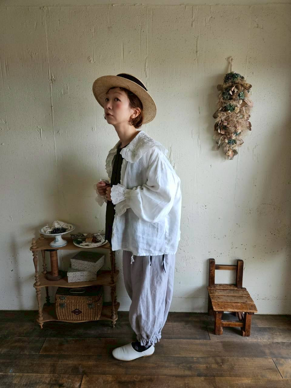 《即納》ドロワーズパンツ Ice gray　Antique doll Drawers Pants