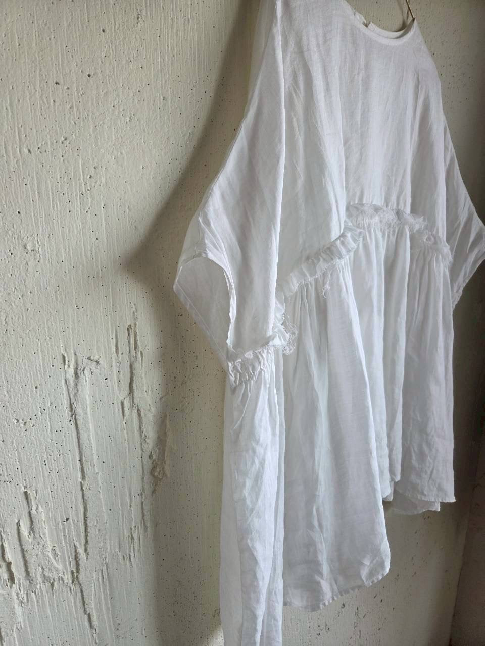 【送料半額】別注！Gauze×meguri.megutte ワイドギャザーブラウス　wide gather blouse