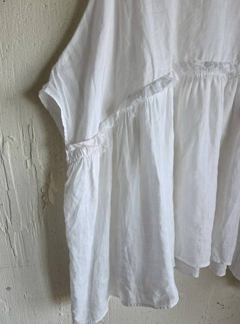 【送料半額】別注！Gauze×meguri.megutte ワイドギャザーブラウス　wide gather blouse