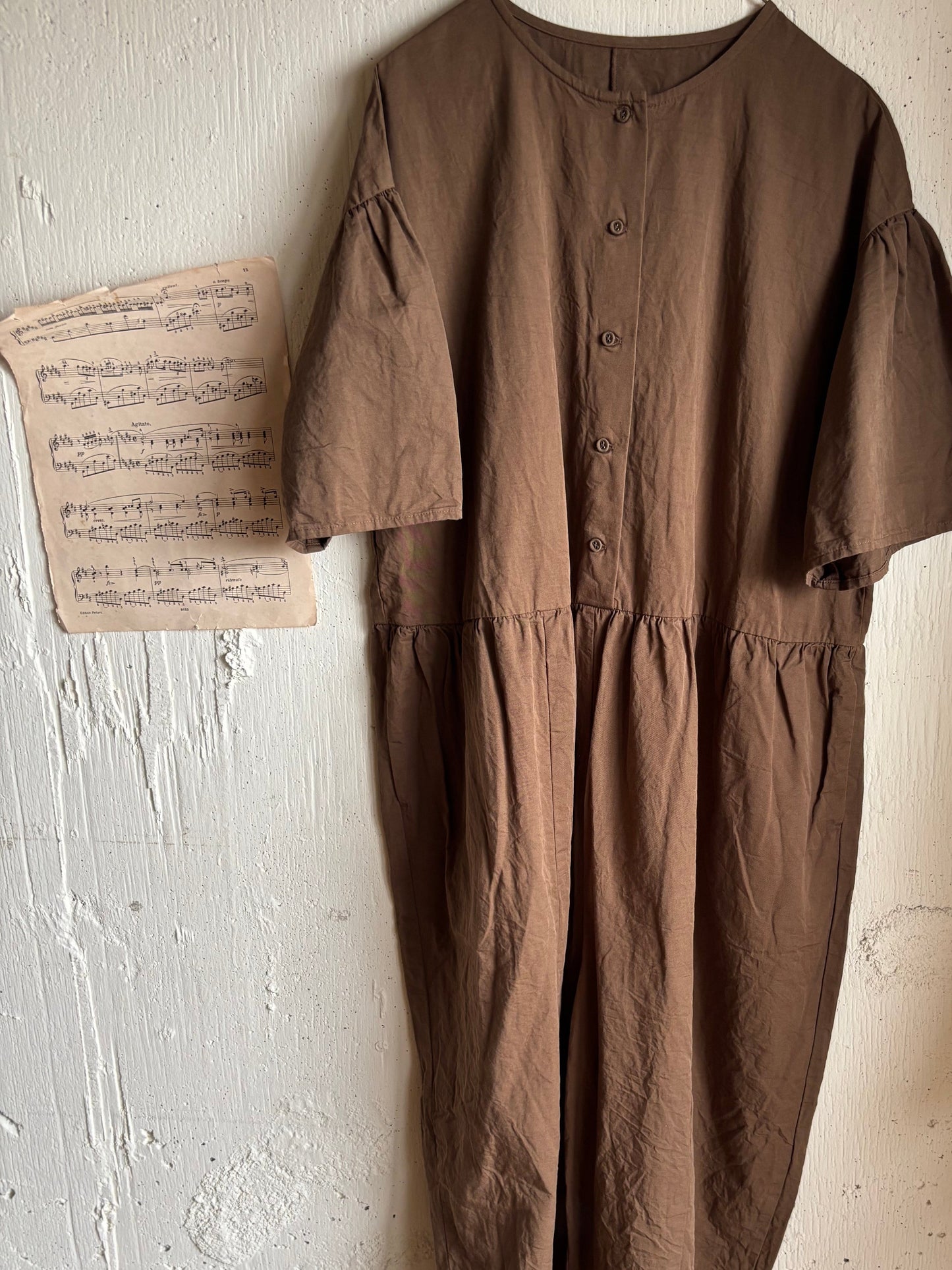【即納】Gauze# チャーリーサロペット　BROWN ブラウン　オールインワン